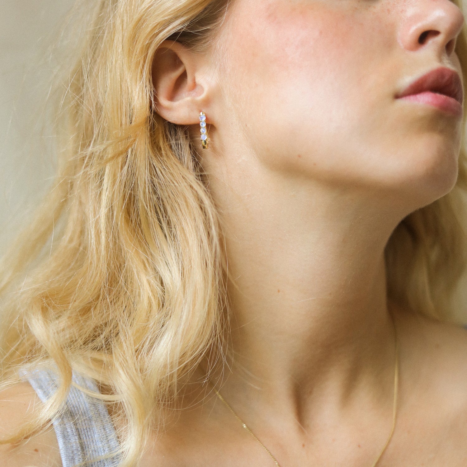 Moonstone Pavé Hoops